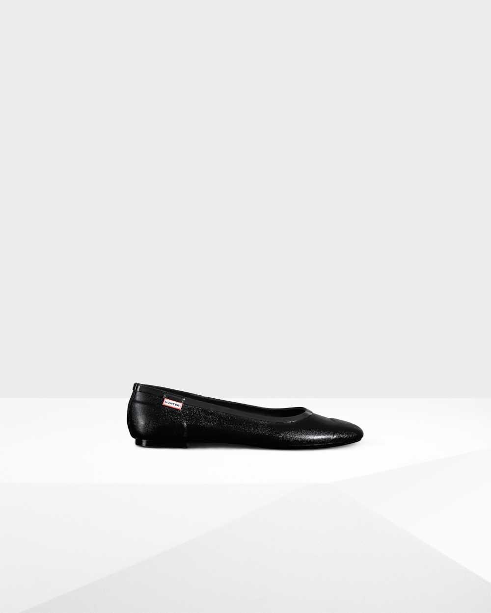 Hunter Original Tour Gloss Women's Ballet Flats NZ-42821F Black